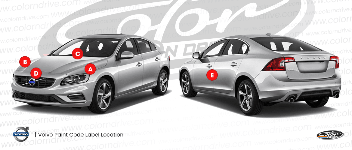 VOLVO paint code label location diagram
